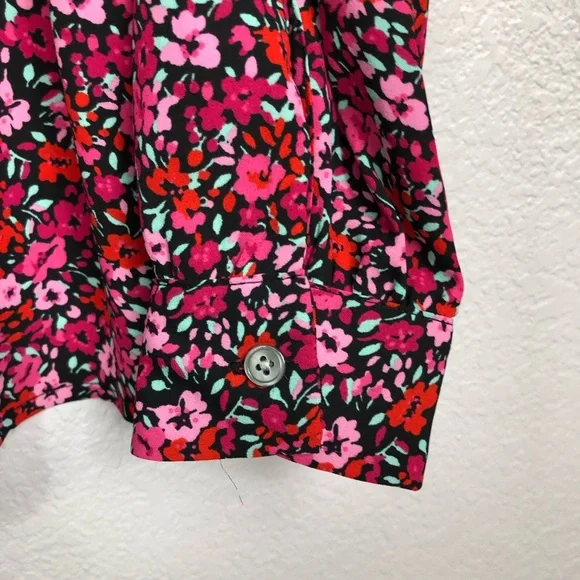 J Crew Factory  Women’s Floral Green Pink Print Long Sleeves Size 2X - Picture 8 of 10